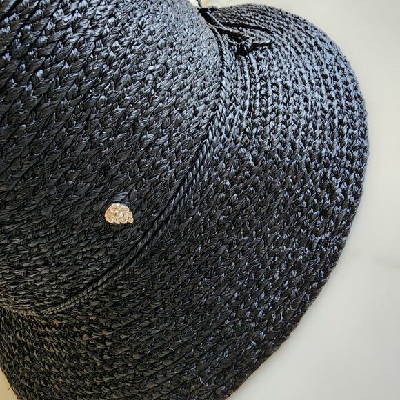 NWT Helen Kaminski Valence 6 Raffia Hat - Charcoal 🖤 - Picture 7 of 15